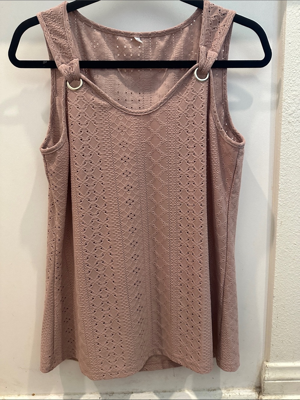 Sleeveless Eyelet Knit Tank in Dusty Rose